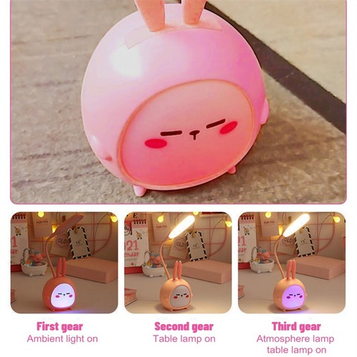 LED Portable Cute Rabbit Table Lamp Reading Night Light USB Rechargable NEW - Picture 7 of 11