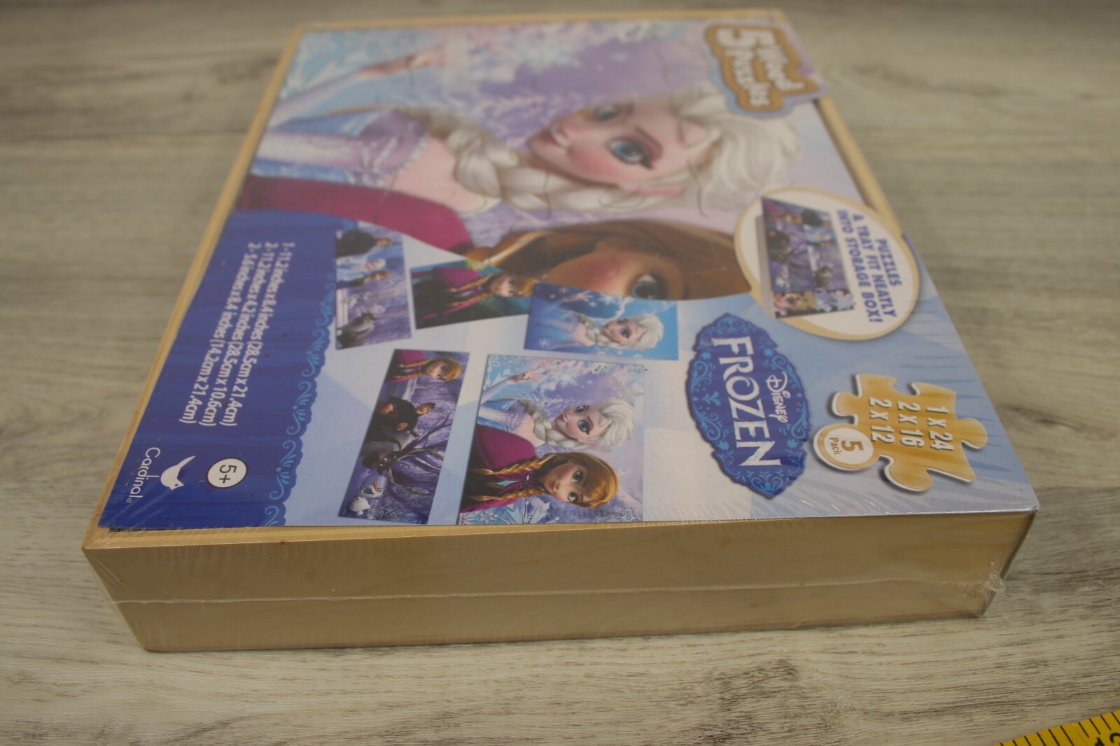 Disney Frozen 5 Wood Puzzles in Wooden Storage Box/ Tray Elsa Anna for ...