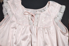 Shadowline Long Night Gown Pink Lace Small Vintage Nylon Women's