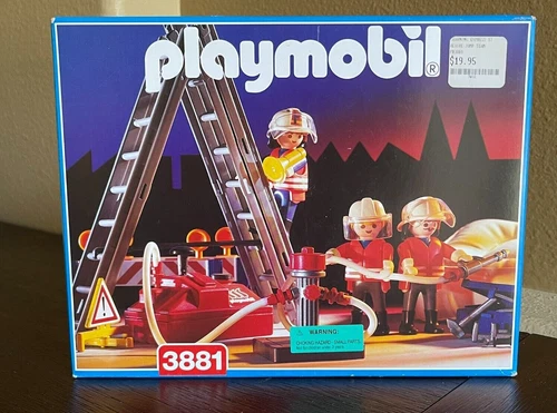 NEW 3881 Playmobil - Firefighter Fireman Rescue Jump Team Vintage 1996, SEALED