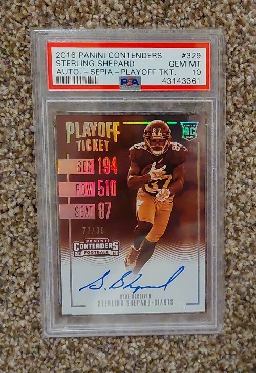 Sterling Shepard Panini Contenders #329 Autograph-Sepia-Playoff Ticket