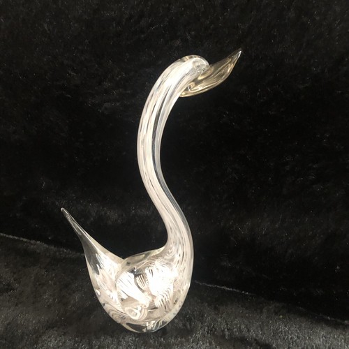 Vintage Murano Art Glass Light Pink& Clear Glass Swan Figurine - Picture 2 of 11