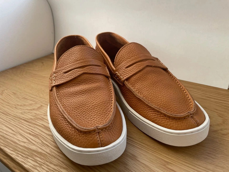 SANTONI Hombre Marrón Cuero Mocasines/Zapatos/Hecho en Italia/42EU/9US Foto 2 de 4