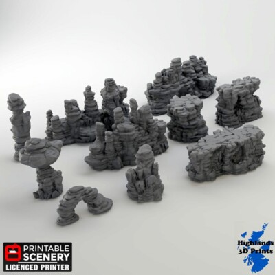 Canyon Rocks Scatter Terrain Tabletop Gaming DnD 3DPrint 32/28/20/15/10