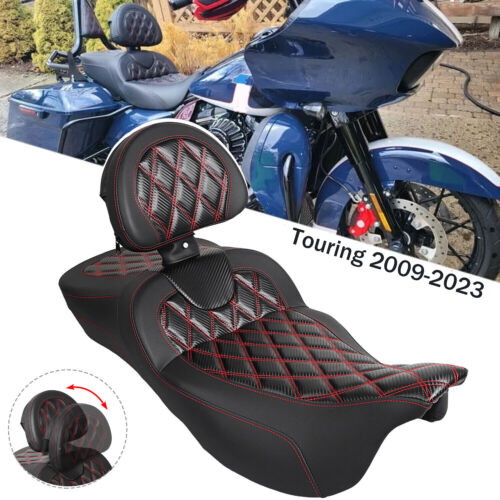 Roadsofa Extended Reach Seat w/ Backrest For Harley Road King Street Glide FLTR - Picture 2 of 23