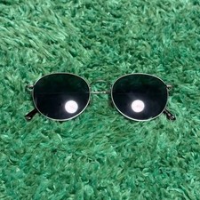 Metal Frame Sunglasses Round Black Minimalist Style 4.9 in Width