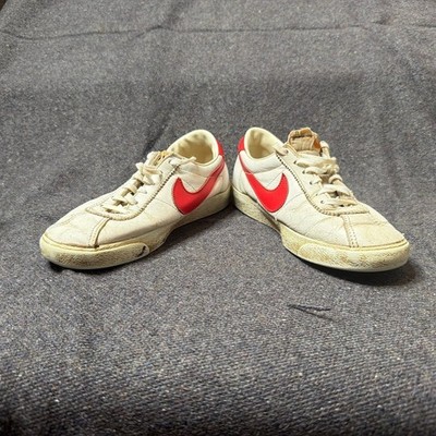 Vintage 1980 Nike Bruin White/Red Leather Sneakers Marty McFly 