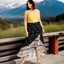 Torrid Skirt Floral Challis Wrap Boho Hippie Cottagecore Fairycore Whimsigoth