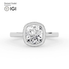 Cushion Solitaire Labgrown Diamond Engagement Ring Platinum 3.35 Ct