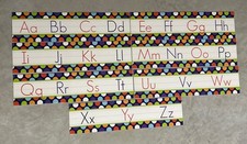 Teacher Resource: Manuscript Alphabet Bulletin Board Set Polka Dots; 7 Pieces