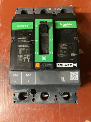 Square D, HDL36050, PowerPact, Circuit Breaker, 50A, 3 Pole, 600VAC, New In Box