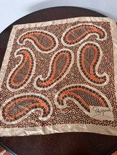 VTG Schiaparelli Square Silk Scarf Pebble Mosaic Pattern Brown Orange 28" x 28"