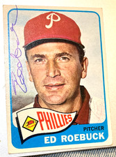 1965  TOPPS  ED ROEBUCK SIGNED AUTO BASEBALL CARD#52+CERT