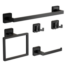 5-Pieces Matte Black Bathroom Hardware Accessories Set, SUS304 Stainless Stee...
