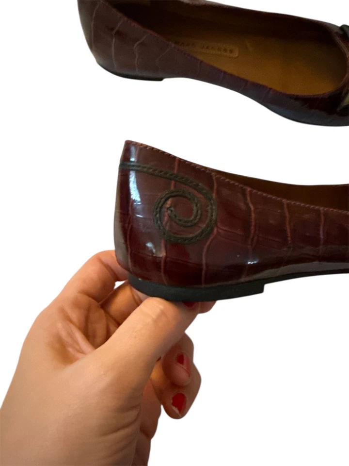 Marc by Marc Jacobs Merlot Mouse Ballet Charol Cocodrilo Cuero Pisos 36.5 6.5 Italia Foto 4 de 4