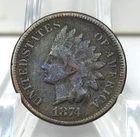 1874 Indian Cent Grades Very Good W/ Tones of Iridescent Blue    Grainy Surfaces