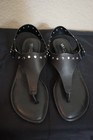 Vaneli black leather flat back buckle strap sandals women 8M — photo 9
