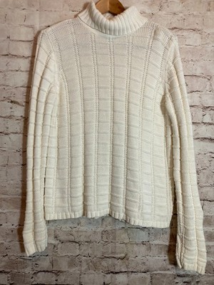 Liz Claiborne Sweater Womens Medium Cream Fisherman Lagom Knit Pullover Neutral