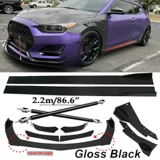 Front Bumper Lip Spoiler Side Skirt Body Kit Glossy For Hyundai Veloster N 19-23