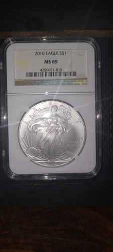 2010 AMERICAN SILVER EAGLE COIN $1 NGC MS69 BROWN LABEL