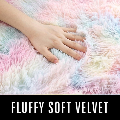 Luxury Fluffy Rainbow Area Rug for Girls Bedroom 4x6, Soft Fuzzy Kids Rugs fo... - Picture 6 of 7