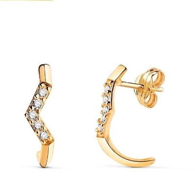 Pendientes oro 18k 750 mls. Medio Aro En Pico. 17x4 MM. 