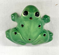 Vintage Green Frog Shaped Flower Frog Glazed Floral Arrangement Ceramic
