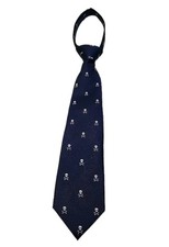 ARG Class Club SILK 12in Zipper Adj Necktie Pirate Yacht Party Navy White EXC