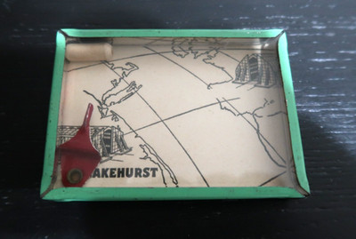 VTG Antique Lakehurst Blimp Jiggle Dexterity Puzzle Game Metal Glass Complete