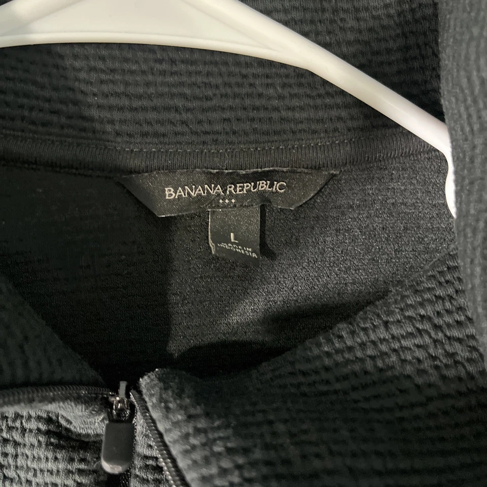 Chaqueta Banana Republic Cremallera Completa Mujer L Negra Entrenamiento Activo Acanalado Tejido Buceo Foto 4 de 4