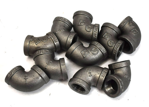 Lot of 10 1/2" Female 150 NPT 90° Elbow Black Malleable Iron Pipe Fitting Steel