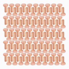100Pcs M2.5x8mm Flat Head Copper Solid Rivets for Electrical Applications, Leath