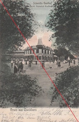 AK Gruss aus Quickborn Schmidts Gasthof 1905  Kreis Pinneberg farbig