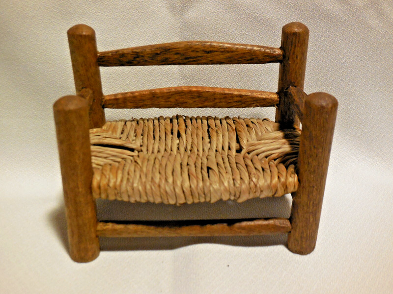 Handmade Doll Loveseat  with Rattan Rush seat and Wood Frame 4.25" x 3.5 x 2.25"