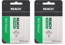 REACH Waxed Dental Floss, Mint, Plaque Remover 600 Foot Pack of 2 , Green