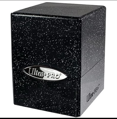 Ultra Pro - Satin Cube 100+ Card Deck Box (Glitter Black) - Protect Your Gaming 