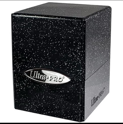 #ad Ultra Pro Satin Cube 100 Card Deck Box Glitter Black Protect Your Gaming $15.97