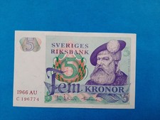 1 x 5 Kronor Schweden / guter Zustand / Geldschein Banknote von 1966 *