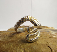 RARE Vintage 925 Full Sterling Silver Snake Ring Adjustable Band Gothic Boho