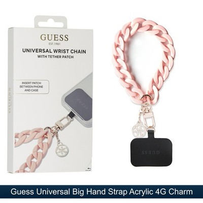 Guess Big Hand Strap Handschlaufe Smartphone Armband Anhänger Charms Logo Rosa