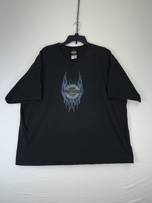 #ad Vintage Harley Davidson Shirt Mens 3XL Black Flames Baton Rouge Dealer 90s $44.99