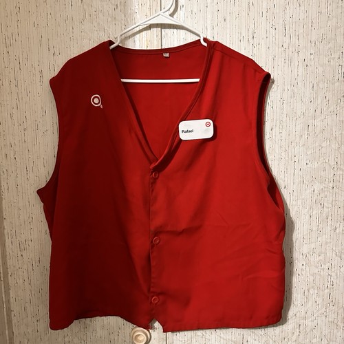 Target Store Employee Red Work Vest Uniform Adult Extra Large Unisex W/ Name Tag