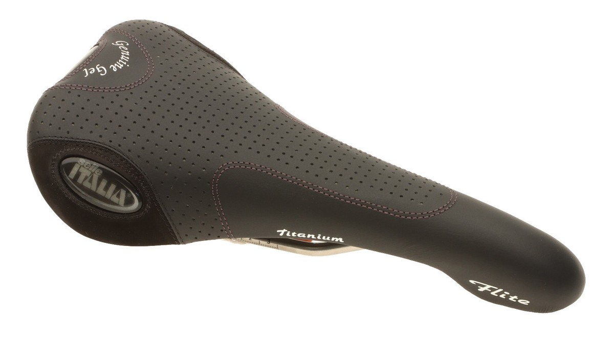 Selle Italia Flite Saddle Genuine Gel Ti Rails Perf. Black Leather