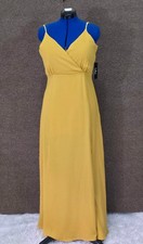 Lulus Evening Splendor Mustard Maxi Dress Surplice Formal Wedding Guest M NWT