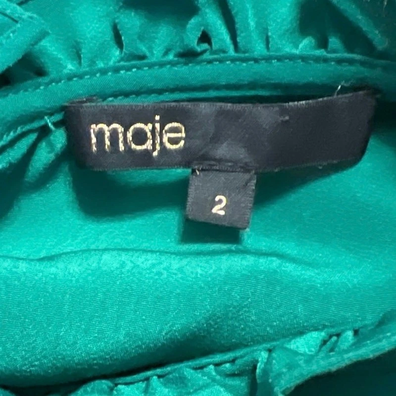 VETEMENTS Mini abito Maje verde jacqueline manica lunga volant finto collo plissettato linea A 2