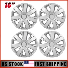 16" Set of 4 Silver Wheel Covers Snap On Full Hub Caps For R16 Tire & Steel Rim