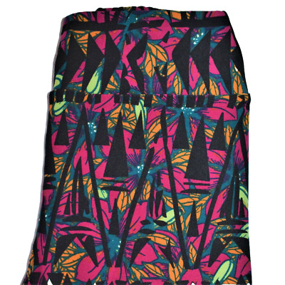 LuLaRoe One Size OS Leggings Green Orange Black Pink Triangles Leaves