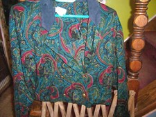 PATTY O'NEIL (made in USA) Paisley Two-Piece Split Skirt Dress - SIZE 12