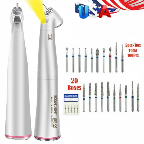 Dental 1:4.2 Increasing LED Contra Angle Handpiece 45 degree/ 20 Box FG1.6mm C3 - Picture 1 of 7