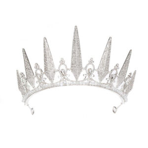 7.5cm High White or Black Crystal Wedding Bridal Party Pageant Prom Tiara Crown
